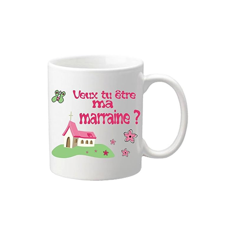 Gravure Events Mug Veux tu être ma Marraine ? - Eglise (Cadeau Parrain & Marraine Baptême)
