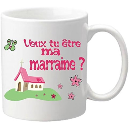 Gravure Events Mug Veux tu être ma Marraine ? - Eglise (Cadeau Parrain & Marraine Baptême)