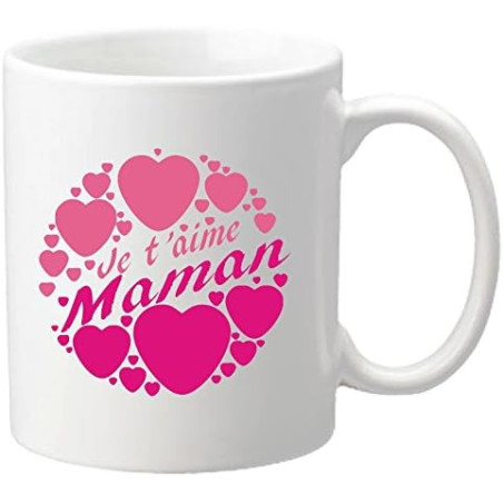 Mug Je t'aime Maman - Cadeau pour la fête des Mères, Noël, Anniversaire, Pâques et Baptême