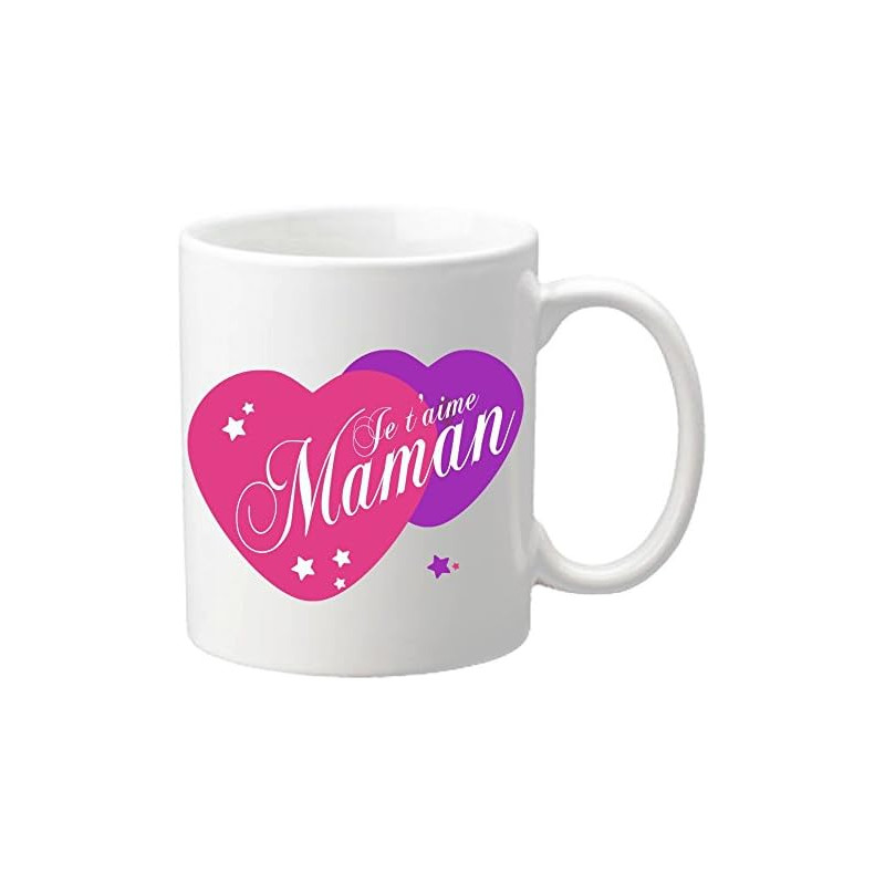 Mug Je t'aime Maman – Cadeau pour la fête des Mères, Noël, Anniversaire, Pâques, Baptême