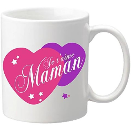 Mug Je t'aime Maman – Cadeau pour la fête des Mères, Noël, Anniversaire, Pâques, Baptême