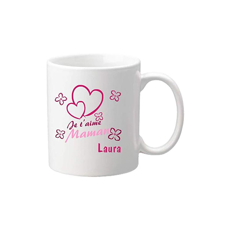 Gravure Events Mug Je t'aime Maman - Cadeau pour la fête des Mères, Noël, Anniversaire, Pâques et Baptême