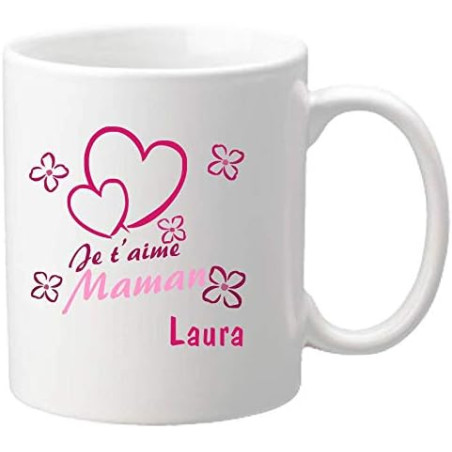 Gravure Events Mug Je t'aime Maman - Cadeau pour la fête des Mères, Noël, Anniversaire, Pâques et Baptême