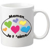 Mug – Je t'aime Maman – Cadeau pour la fête des Mères, Noël, Anniversaire, Pâques, Baptême (Mug8Ma)