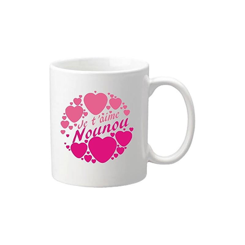 Mug Je t'aime Nounou - Cadeau pour la fête des Nounous, Noël, Anniversaire, fin de contrat et fin d'année scolaire