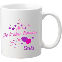 Gravure Events Mug Je t'aime Nounou – Cadeau pour la fête des Nounous, Noël, Anniversaire, fin de contrat, fin d'année scolaire