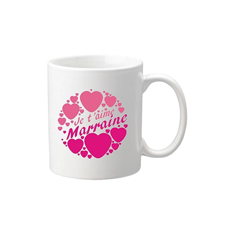 Mug Je t'aime Marraine (Cadeau Parrain Marraine Baptême)