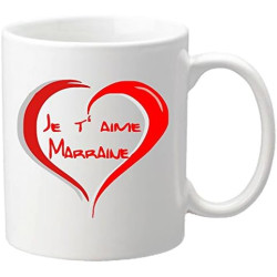 Mug – Je t'aime Marraine (Cadeau Parrain Marraine Baptême) – Mug4Mr