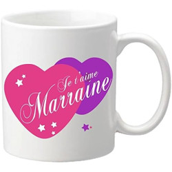 Mug Je t'aime Marraine (Cadeau Parrain Marraine Baptême)