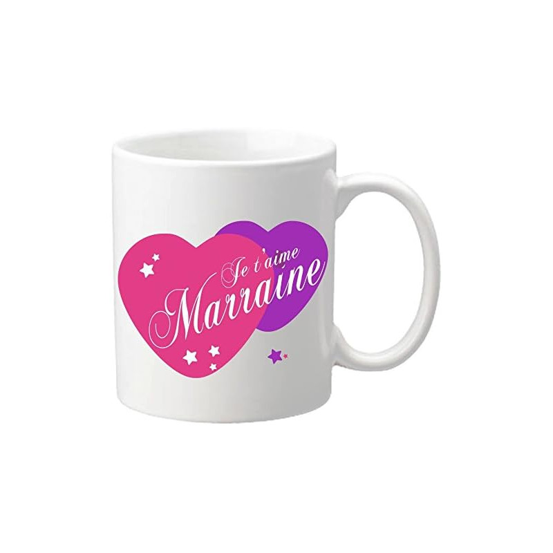 Mug Je t'aime Marraine (Cadeau Parrain Marraine Baptême)