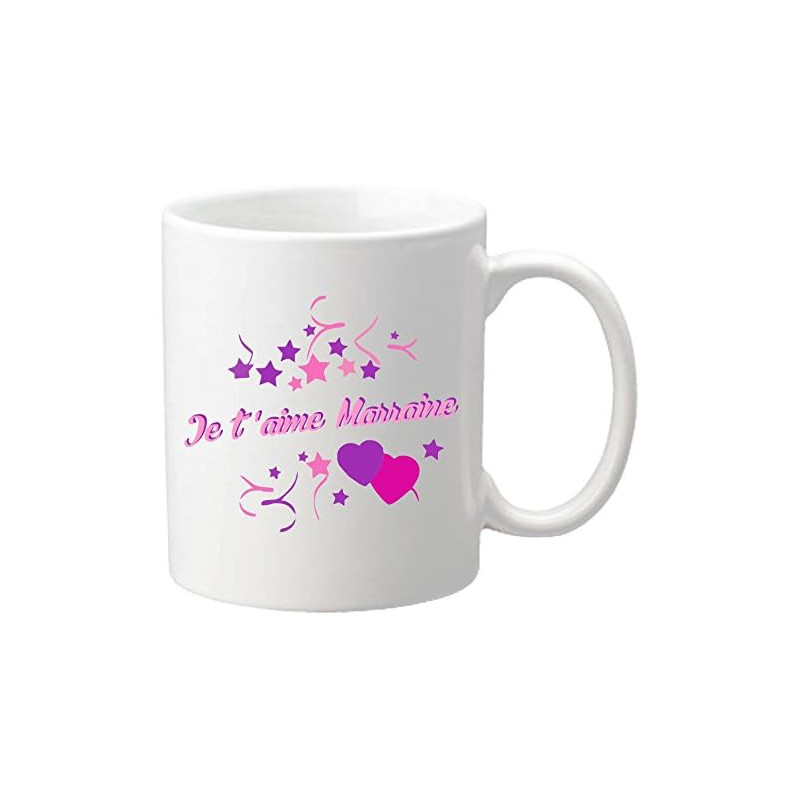 Gravure Events Mug Je t'aime Marraine (Cadeau Parrain Marraine Baptême)