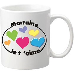 Mug – Je t'aime Marraine (Cadeau Parrain Marraine Baptême) – Mug8Mr