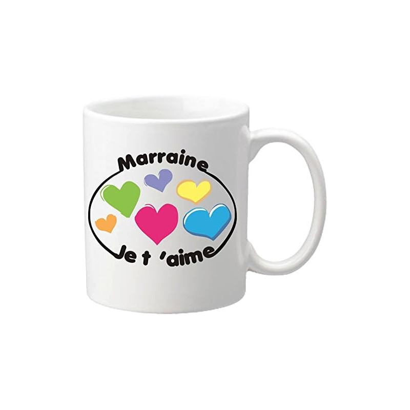 Mug – Je t'aime Marraine (Cadeau Parrain Marraine Baptême) – Mug8Mr