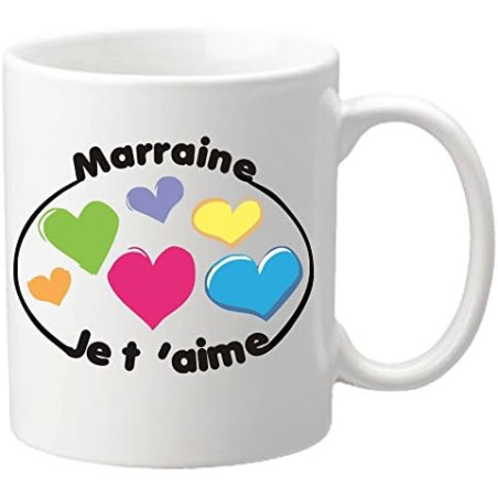 Mug – Je t'aime Marraine (Cadeau Parrain Marraine Baptême) – Mug8Mr