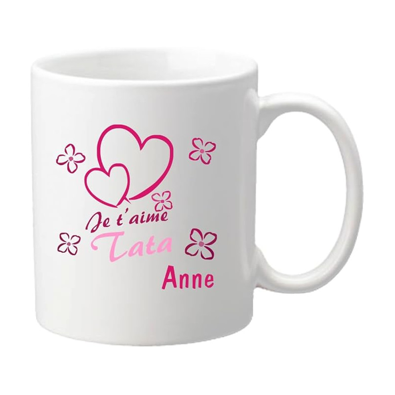 Gravure Events Mug Je t'aime Tata - Cadeau pour Noël, Anniversaire, Naissance, Baptême