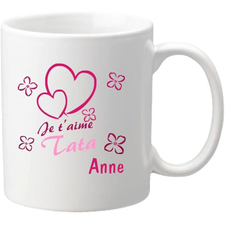 Gravure Events Mug Je t'aime Tata - Cadeau pour Noël, Anniversaire, Naissance, Baptême