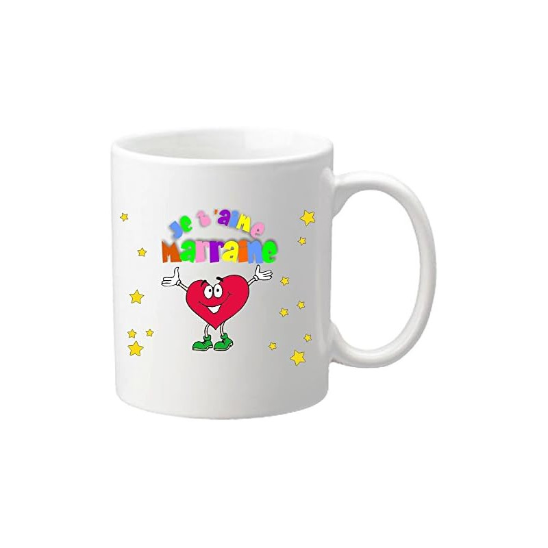 Gravure Events Mug Je t'aime Marraine (Cadeau Parrain Marraine Baptême)