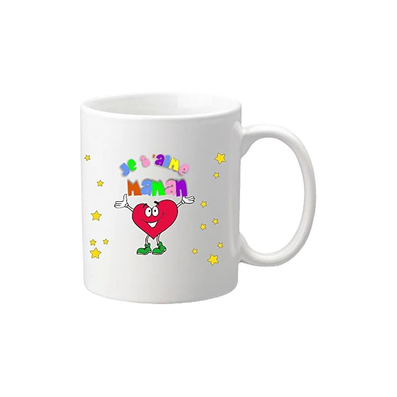 Mug Je t'aime Maman - Cadeau pour la fête des Mères, Noël, Anniversaire, Pâques, Baptême (Mug1Ma)