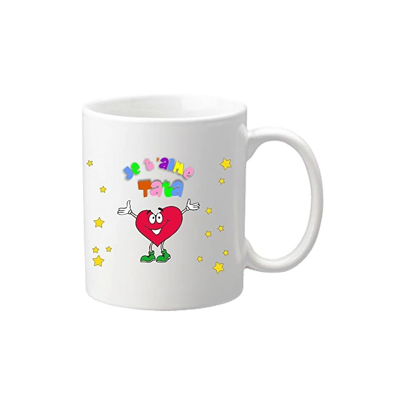Mug Je t'aime Tata - Cadeau pour Noël, Anniversaire, Naissance, Baptême (Mug1ta)