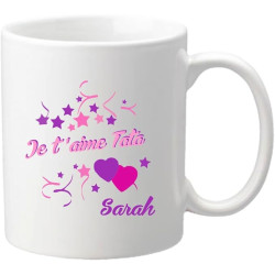 Gravure Events Mug Je t'aime Tata - Cadeau pour Noël, Anniversaire, Naissance, Baptême