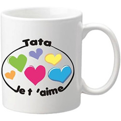 Mug Je t'aime Tata - Cadeau pour Noël, Anniversaire, Naissance, Baptême