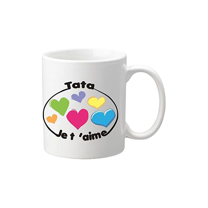 Mug Je t'aime Tata - Cadeau pour Noël, Anniversaire, Naissance, Baptême