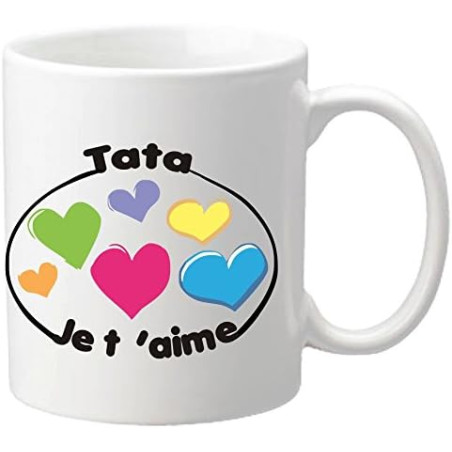 Mug Je t'aime Tata - Cadeau pour Noël, Anniversaire, Naissance, Baptême