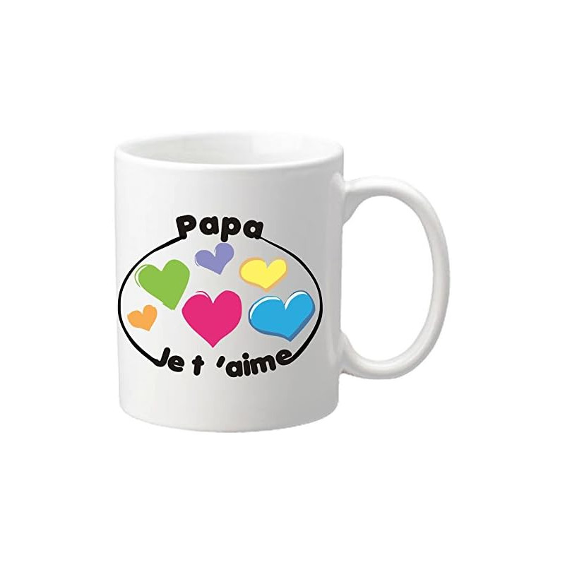 Mug Je t'aime Papa - Cadeau pour la fête des Pères, Noël, Anniversaire, Pâques, Baptême