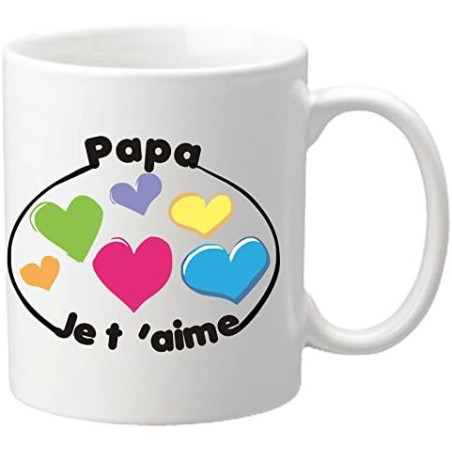 Mug Je t'aime Papa - Cadeau pour la fête des Pères, Noël, Anniversaire, Pâques, Baptême