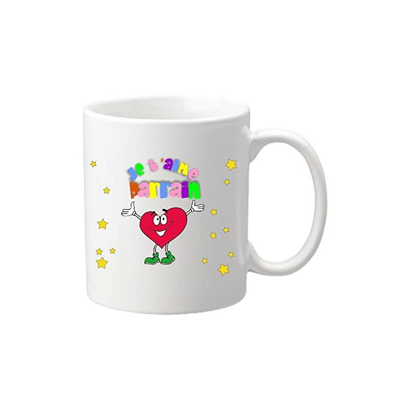 Mug Je t'aime Parrain (Cadeau Parrain Marraine Baptême)