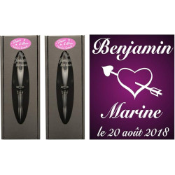 Gravure Events 2 Flûtes à Champagne Gravées Modèle Cœur Eros avec 2 Boîtes Cadeaux - Cadeau de Mariage pour Les Mariés - Cadeau