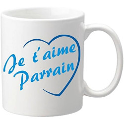 Mug Je t'aime Parrain (Cadeau Parrain Marraine Baptême)