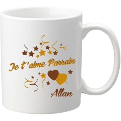 Gravure Events Mug Je t'aime Parrain (Cadeau Parrain Marraine Baptême)