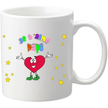 Gravure Events Mug Je t'aime Papi - Cadeau pour la fête des Grands Pères, Noël, Anniversaire, Pâques, Baptême (Papy)