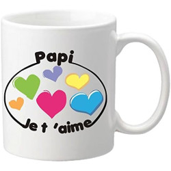 Gravure Events Mug Je t'aime Papi - Cadeau pour la fête des Grands Pères, Noël, Anniversaire, Pâques, Baptême