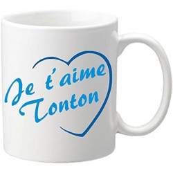 Mug Je t'aime Tonton - Cadeau pour Noël, Anniversaire, annoncer la Naissance, Baptême Mug pour tonton