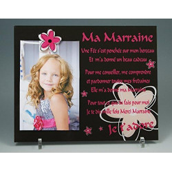 Gravure Events Cadre Photo Aimant – Poème pour Marraine – (Cadeau Parrain Marraine Baptême & Communion)