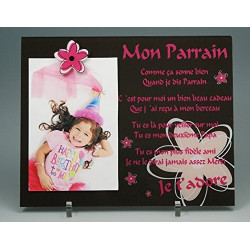 Gravure Events Cadre Photo Aimant pour Parrain – (Cadeau Parrain Marraine Baptême & Communion)