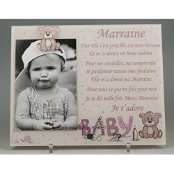 Gravure Events Cadre Photo - modèle Rose pour Marraine – (Cadeaux originaux pour Parrain Marraine - Baptême, Anniversaire