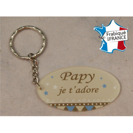 Porte Clef - Papy je t'adore (Cadeau fête des grands pères, anniversaire, noël pour papi, annonce de naissance ...)