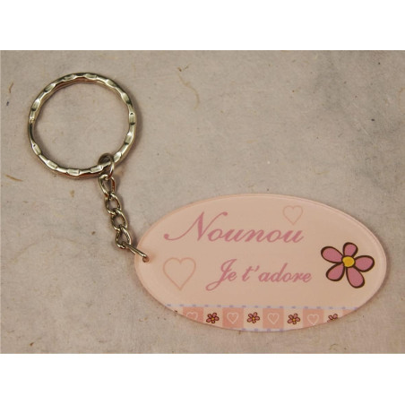 Gravure Events Porte Clef - Nounou je t'adore (Cadeau pour la fête des Nounous, Noël, Anniversaire, fin de contrat, fin d'année