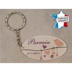 Porte Clef - Parrain je t'adore (Cadeau Parrain Marraine Baptême Communion Noël, annonce et demande Parrain)