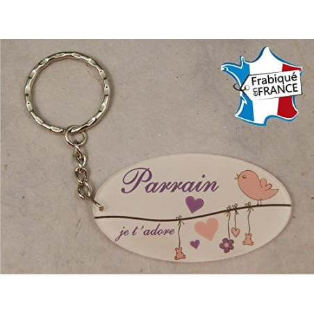 Porte Clef - Parrain je t'adore (Cadeau Parrain Marraine Baptême Communion Noël, annonce et demande Parrain)