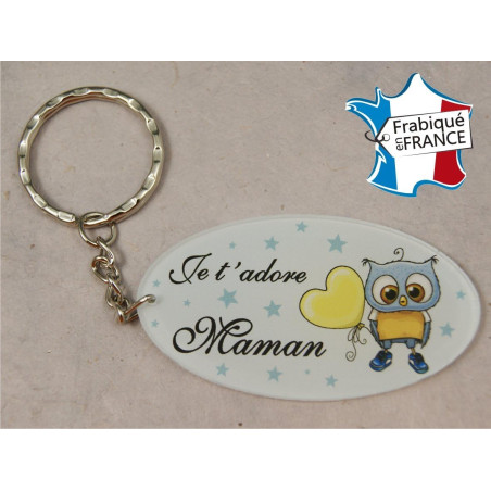 Porte Clef - Maman je t'adore (Cadeau Baptême, fête des mères, anniversaire, Noël …)