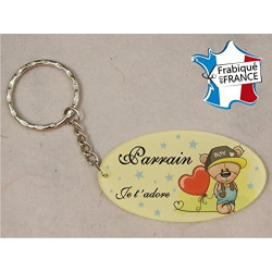 Porte Clef - Parrain je t'adore (Cadeau Parrain Marraine Baptême Communion Noël, annonce et demande Parrain)