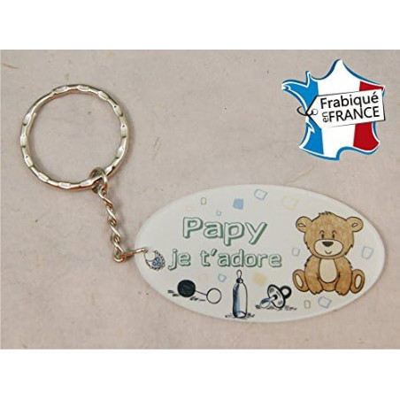 Porte Clef - Papy je t'adore (Cadeau fête des grands pères, anniversaire, noël pour papi, annonce de naissance ...)