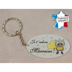 Porte Clef - Marraine je t'adore (Cadeau Parrain Marraine Baptême Communion Noël, annonce et demande Marraine)