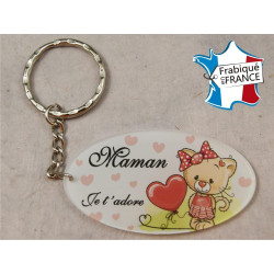 Porte Clef - Maman je t'adore (Cadeau Baptême, fête des mères, anniversaire, Noël …)