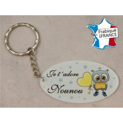 Porte Clef - Nounou je t'adore (Cadeau pour la fête des Nounous, Noël, Anniversaire, fin de contrat, fin d'année scolaire)