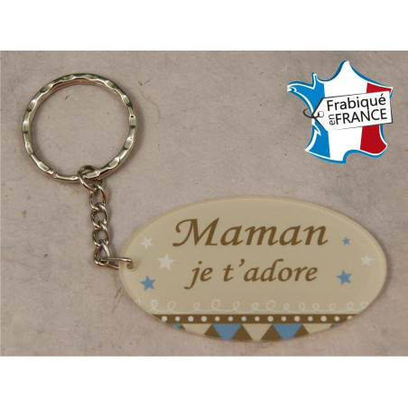 Porte Clef - Maman je t'adore (Cadeau Baptême, fête des mères, anniversaire, Noël …)